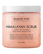 MAJESTIC PURE Himalayan Salt Body Scrub with Lychee Oil, Exfoliating Salt Scrub to Exfoliate & Moisturize Skin, Deep Cleansing - 10 oz