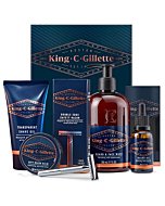 King C. Gillette Complete Men's Beard Care Gift Kit, Double Edge Safety Razor, Beard and Face Wash, Beard Oil, Beard Balm, Shave Gel