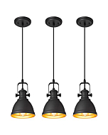 Audickic Pendant Lights, Minimalist Pendant Lighting for Kitchen Island, Hanging Light Fixtures with Black Metal, 3-Pack, AD-2151-1P3