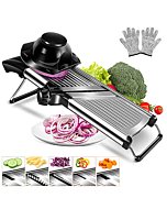 MASTERTOP Adjustable Mandoline Food Slicer Vegetable Slicer Fruit Cutter Stainless Steel Kitchen Julienne Slicer For Kitchen Waffle Fry Cut Potato Chip Vegetable Onion Cheese French Fry