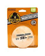 Gorilla Tough & Clear Double Sided Adhesive Mounting Tape, Extra Large, 1" x 150", Clear, (Pack of 1)