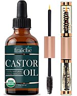 Castor Oil (2oz) + Filled Mascara Tube USDA Certified Organic, 100% Pure, Cold Pressed, Hexane Free by Live Fraiche. Stimulate Growth for Eyelashes, Eyebrows, Hair. Lash Growth Serum. Brow Treatment