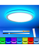 BLNAN RGB Led Flush Mount Ceiling Light with Remote Control, 13Inch 24W 2400LM 3000-6500K Dimmable Color Changing Light Fixture, Modern Round White Ceiling Lamp for Bedroom Kids Room Party Festival