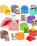 Learning Toys for 1,2,3 Year Old Toddlers, 20Pcs Farm Animals Toys Montessori Counting, Matching & Sorting Fine Motor Games, Christmas Birthday Easter Gift for Baby Boys Girls Age 12-18 Months