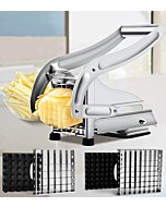 French Fry Cutter with 2 Blades, Professional Potato Cutter Stainless Steel, Potato Slicer French Fries, Press French Fries Cutter for Potato