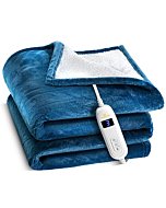 Medical king Heated Blanket, Machine Washable Extremely Soft & Comfortable Electric Blanket Throw Fast Heating with Hand Controller 10 Heating Settings & auto Shut-Off (Blue, 84 x 90)