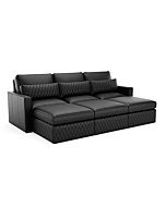 Seatcraft Diamante Sofa w/Three Ottomans, Living Room, Grade 7000 Leather, Down Feather Lining, Strong Engineered Reinforced Wood Frame, Black