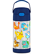 THERMOS FUNTAINER 12 Ounce Stainless Steel Vacuum Insulated Kids Straw Bottle, Pokemon