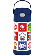 THERMOS FUNTAINER 12 Ounce Stainless Steel Vacuum Insulated Kids Straw Bottle, Avengers