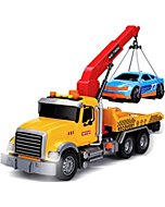 Big Tow Trcuks Toy Trucks with Hook and car for Boys Pull Back Trcuk Toys wiht Light and Sound for Kids (1:18 Plastic Tow Truck)