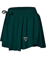 Wsirmet Women's 2-in-1 Double Layer Running Yoga Shorts Quick-Dry Drawstring Waist Flowy Hem Fitness Workout Athletic Shorts Ink Green