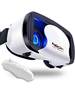 VR Headset with Controller Adjustable 3D VR Glasses Virtual Reality Headset HD Blu-ray Eye Protected Support 5~7 Inch with Controller