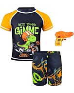 ZukoCert Boy Two Piece Rash Guard Kids Long Sleeve Sunsuit Swimwear Sets UPF 50+ Sun Protection Bathing Suits 3-10 Years（BS10-JCKL_XL）