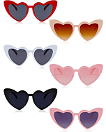 6 Packs Kids Love Heart Shaped Sunglasses Baby Girl Eye Sunglasses Flexible Vintage Heart Glasses for Wedding Costume Party for Kids Toddler Girls