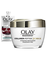 Olay Regenerist Collagen Peptide 24 MAX Hydrating Face Moisturizer, 1.7 oz + Whip Face Moisturizer Travel/Trial Size Mothers Day Gifts Set