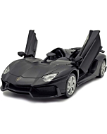 LMOY 1:32 Scale Die-cast Super Sports Car Lambo Aventador J Pull Back Cabriolet Metal Model Toy Car with Light & Sound Gift for Children (Black)