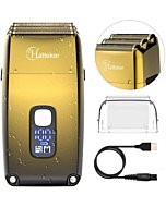 Hatteker Triple Blades Foil Shaver Electric Shaver Razor for Men Close Bald Head Barber Shaver Trimmer Waterproof Wet & Dry, Cordless, Gold