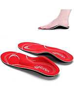 Walkomfy Pain Relief Orthotics, Plantar Fasciitis Arch Support Insoles Shoe Inserts for Maximum Support/All-Day Shock Absorption/Designed for Men and Women(Mens 4-4 1/2 | Womens 6-6 1/2, red-w107a)