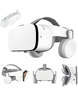 3D VR Virtual Reality Headset, VR Glasses Goggles w/ Bluetooth Headphone [Newest] for iPhone 12 11 Pro Max Mini X R S 8 7 Samsung Galaxy S10 S9 S8 S7 Edge Note/A 10 9 8 + etc 4.7-6.2" Cellphone, White