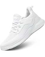 Mens Slip on Running Shoes Ultra Light Breathable Casual Walking Work Shoes Tennis Sneakers Mesh Gym Travel Sports Shoes White