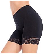 MANCYFIT Slip Shorts for Women Short Leggings Mid Thigh Legging Plus Size Lace Undershorts Black Small