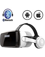 VR Headset with Bluetooth Headphones, Eye Protected HD Virtual Reality Headset,VR Glasses for iPhone and Android Phone Within 4.7-6.2Screen