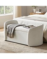 mopio Sophie 51" Ottoman Storage Bench, Entryway Bench with Storage & Seating, End of Bed Curved Bench for King & Queen Bed, Window Bench, Storage Chest for Bedroom (Pearl White Boucle)