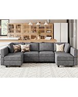 Belffin U Shaped Couch Modular Sofa Reversible Storage Ottoman Sofa Oversized Couches with Chaise Dark Grey