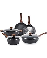 SENSARTE Nonstick Cookware Set, 8-Piece Pots and Pans with Lid, Stay-Cool Handle, Induction Compatible Healthy Granite Kitchen Cookware Set with Swiss nonstick Coating, PFOA free