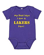 Campus Originals My Dad Says I am a LA Basketball Fan Cute Baby Bodysuit Shower Gift (6 Months), Purple, 4400