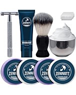 4 Packs Shaving Soap w/Shaving Bowl,Shaving Brush,Shaving Cream,Unqiue Men's Gift Set Mens Shaving Kit for Christmas Stocking Stuffers for Him Boyfriend Dad Adult Husband Birthday Valentines Day Gifts