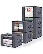 Fab Totes 6 Pack Storage Bins - Organize clothes, comforters, blankets in style.