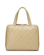 Chanel, Pre-Loved Beige Calfskin Wild Stitch Boston Bag, Beige