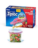 Ziploc Quart Food Storage Bags, Stay Open Design with Stand-Up Bottom, Easy to Fill, 80 Count