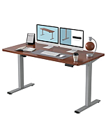 FLEXISPOT EN1 Height Adjustable Standing Desk 55 x 28 inches Whole-Piece Desk Board Memory Controller Computer Laptop Home Office Stand Up Desk(Gray Frame + 55" Mahogany Top)