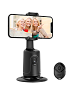 Auto Face Tracking Phone Holder with Remote,Korecase 360°Rotation Following Face Body Smart Shooting Tracking Tripod Phone Camera Mount for Live Vlog,Tiktok,Rechargeable Battery,No App,Black