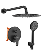 Gabrylly Shower System, Wall Mounted Shower Faucet Set for Bathroom with High Pressure 10" Stainless Steel Rain Shower head and 5-Mode Handheld Shower Set, 2 Way Shower Valve Kit, Matte Black