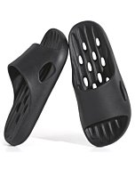 Aoowoll Shower Shoes Men Slippers Sandals for Women Flip-Flops Cloud Slides Non Slip Gym Bath Spa Pool Unisex Shoes with Holes for College Dorm (Black EU44-45)