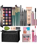 All in One Makeup Kit, Includes 18 Colors Eyeshadow Palette, Lipstick Set BB Cream Face Primer Makeup Brush Mascara Eyeliner, Preppy Makeup, Gift Set for Women, Girls or Teens, Easy to Carry