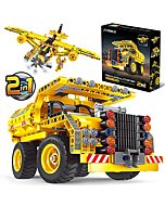 Jyusmile STEM Toy Building Toy for Age 6, 7, 8, 9, 10, 11, 12 Years Old Kids Boys Girls - 2-in-1 Truck Airplane Take Apart Toy, 361 Pcs DIY Building Blocks Kits, Engineering Construction Toy