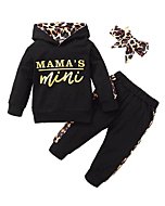 Newborn Baby Girl Clothes Outfits Infant Hoodie Sweatshirt Pants Headband Toddler Girl Clothing Set (Newborn, Black)