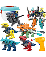 Kidcia Dinosaur Toys for Kids 3-5/5-7, 5 in 1 Take Apart Dinosaur Toys with Electric Drill, Building STEM Toys for 3 4 5 6 7 Year Old Boys, Educational Transforming Toys, Birthday Gifts for Boys&Girls