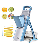 ONCE FOR ALL Upgrade Safe Mandoline Slicer Plus, Biger Size, Adjustable Vegetable Food Chopper Potato Fries Cutter, Detachable Blade, Kitchen Chopping Artifact, Mothers Day Gift (SkyBlue)