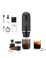 HAILASRE Portable Espresso Machine with 3-4 Min Self-heating, 12V Rechargeable Electric Coffee Machine 19 Bar Compatible with NS Capsules and Ground Coffee for Car Camping Travelling