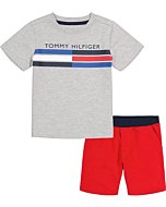 Tommy Hilfiger boys 2 Pieces Short Set, Heather Mist, 4T US