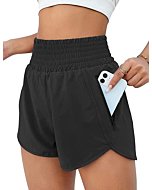 BMJL Women's Athletic Shorts High Waisted Running Shorts Pocket Sporty Shorts Gym Elastic Workout Shorts