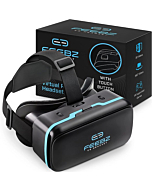 VR Headset Compatible with iPhone & Android + Built-in Button | Virtual Reality Goggles for 4.7”-6.5” Cell Phone - Best Set Glasses | Gift for Kids and Adults for 3D Gaming and VR Videos