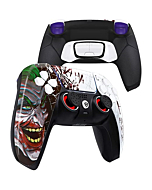 HexGaming HEX Ultimate 4 Mappable Back Buttons & Replaceable Thumbsticks & Hair Trigger Black Rubberized Grip Compatible with ps5 Customized Game Controller PC Wireless FPS Gamepad - Clown Hahaha