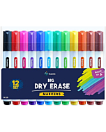 Dry Erase Markers, Bullet Tip – Colored Whiteboard Markers for Fridge, School or Office - Low Odor, 12 Set Assorted Colors