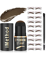 iMethod Eyebrow Stamp and Eyebrow Stencil Kit - Eyebrow Stamping Kit for Perfect Eyebrow Makeup, Eyebrow Pomade, 20 Eye brow Shaping Kit, Easy to Use, Long-Lasting, Brown